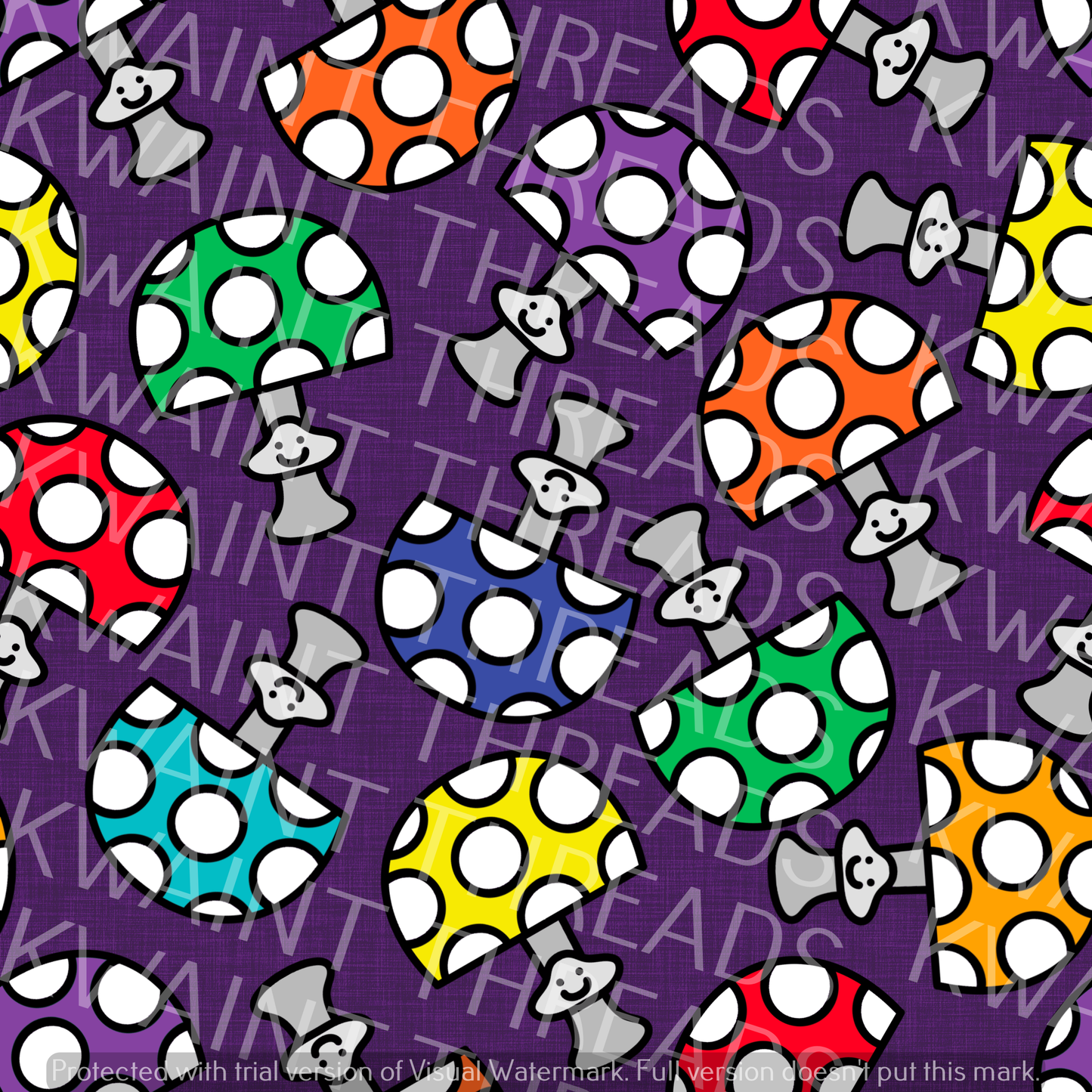 Fabric Mama Happy Mushrooms Fabric On Demand Pre Order