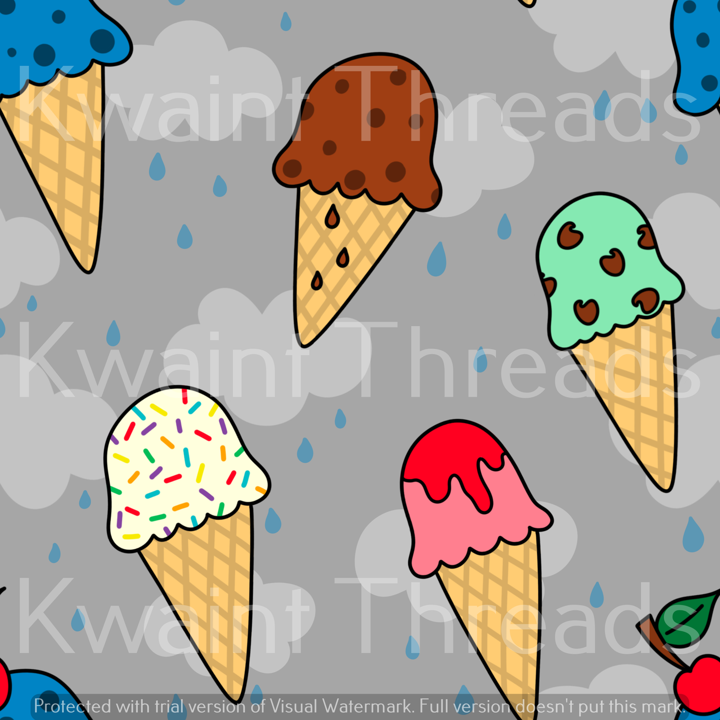 Fabric Mama Rainy Day Treats Rainbow Icecreams Fabric On Demand Pre Orde