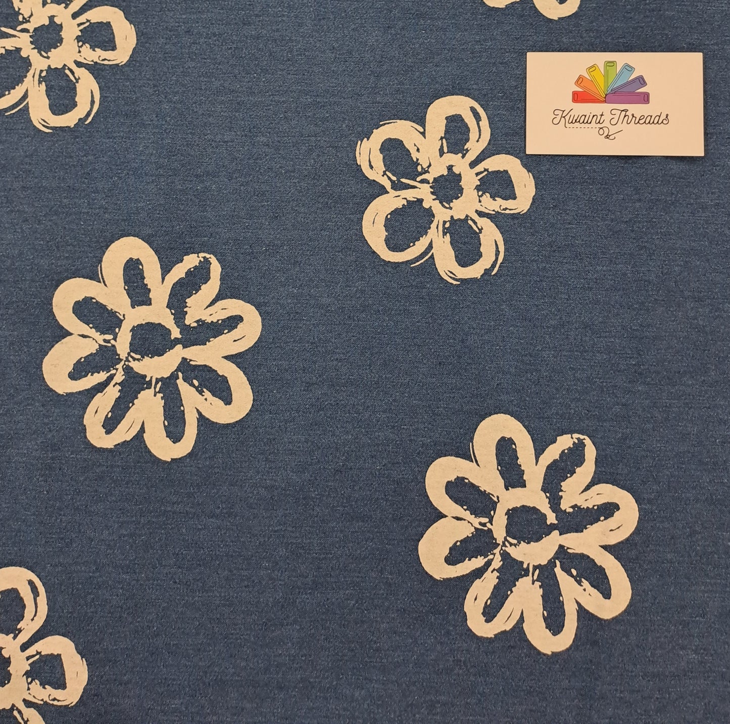 Daisy Printed Blue European Denim