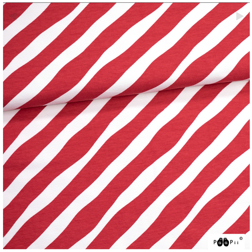 PaaPii Diagonal Stripe Red Christmas Organic Cotton Lycra