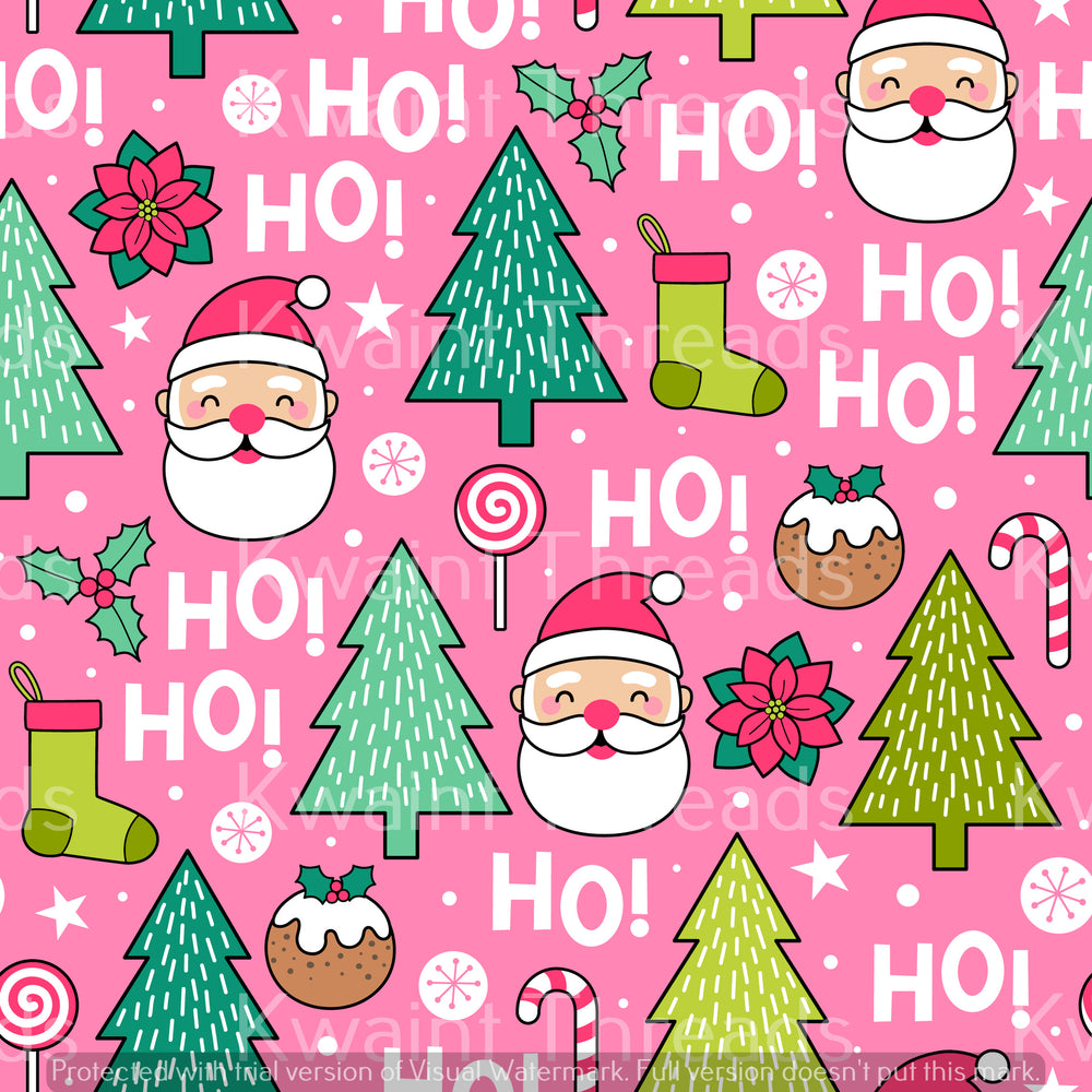 Kwaint Christmas Wrapping Paper Pink Preorder On Demand Printed Fabric