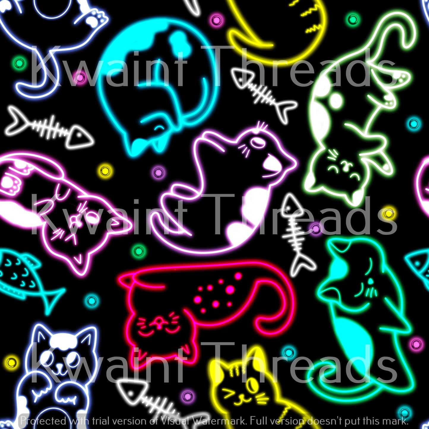 Fabric Mama Neon Cats Pre order
