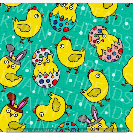 Fabric Mama Easter Eggs and Chicks Fabric On Demand Pre Order