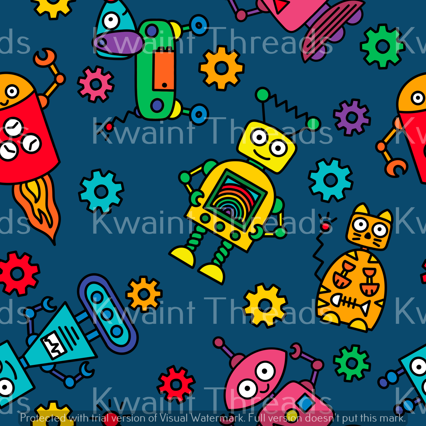 Fabric Mama Rainbow Robots On Demand Pre Order Robots