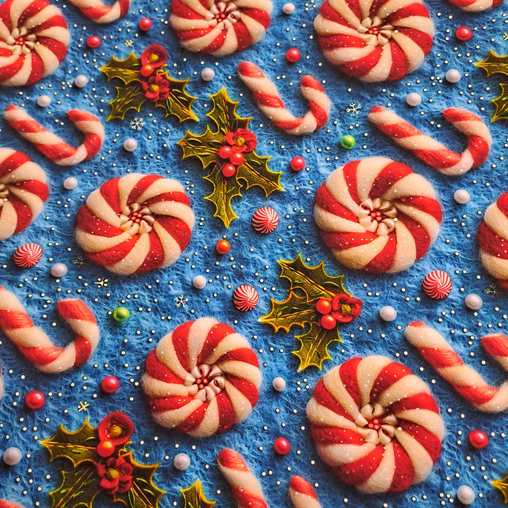 3D Christmas Candy Canes Organic Cotton Lycra 220gsm