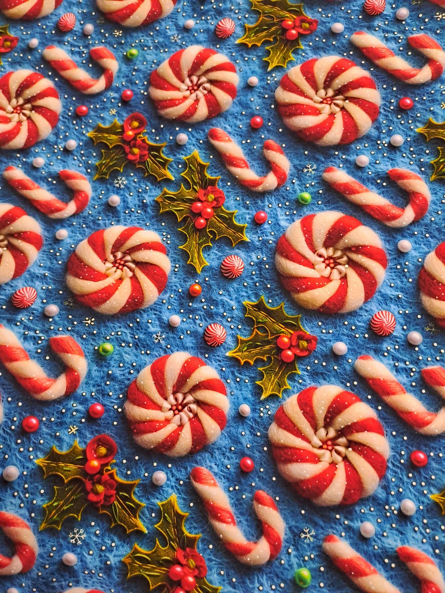 3D Christmas Candy Canes Organic Cotton Lycra 220gsm