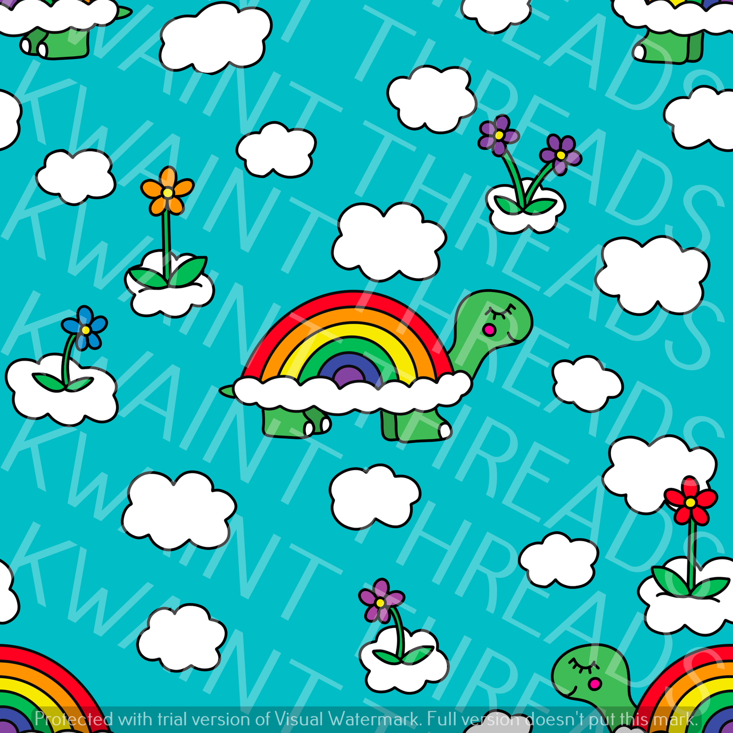 Fabric Mama Rainslow Turtles Fabric On Demand Pre Order