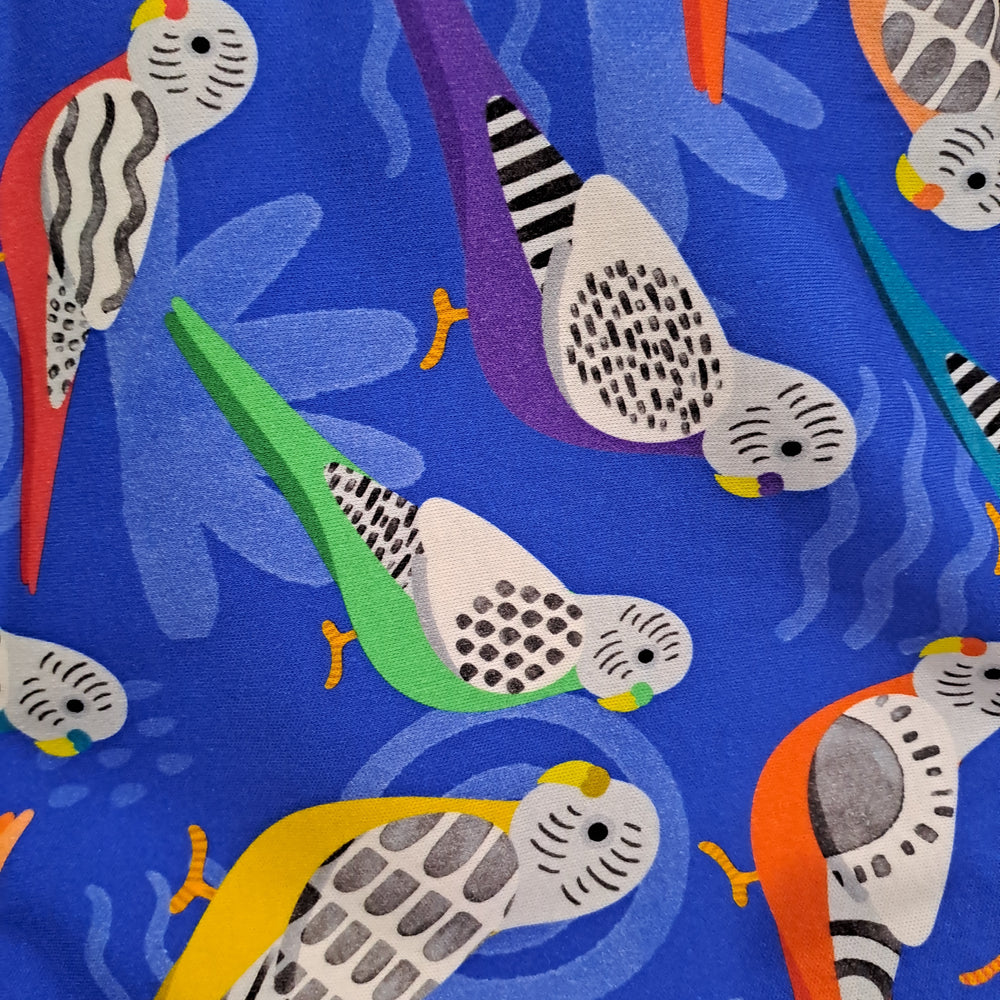 Fabric Mama Budgies Cotton Interlock
