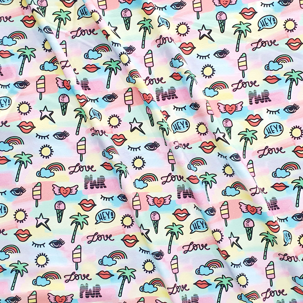 Lillestoff Sunny Rainbow GOTS Certified Organic Cotton Lycra Jersey