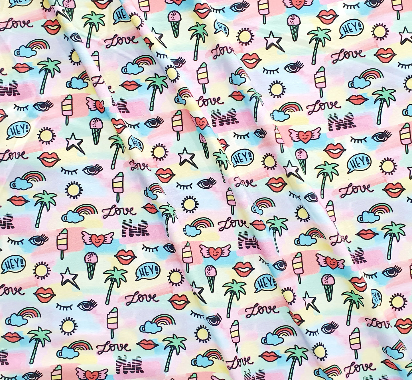Lillestoff Sunny Rainbow GOTS Certified Organic Cotton Lycra Jersey