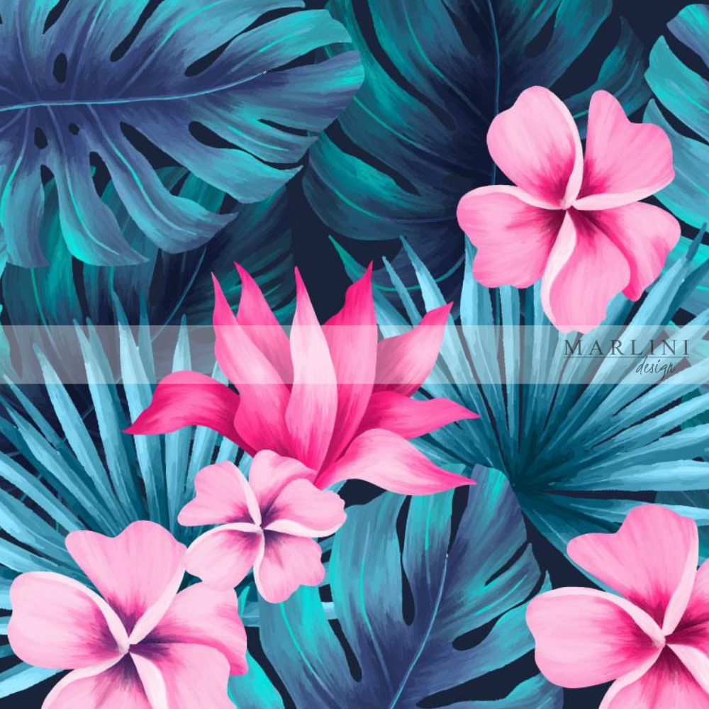 Marlini Tropical Midnight Border Print