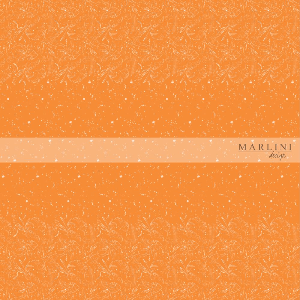 Marlini Tropical Leaves Orange Border Print