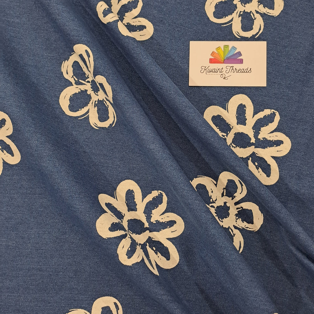 Daisy Printed Blue European Denim