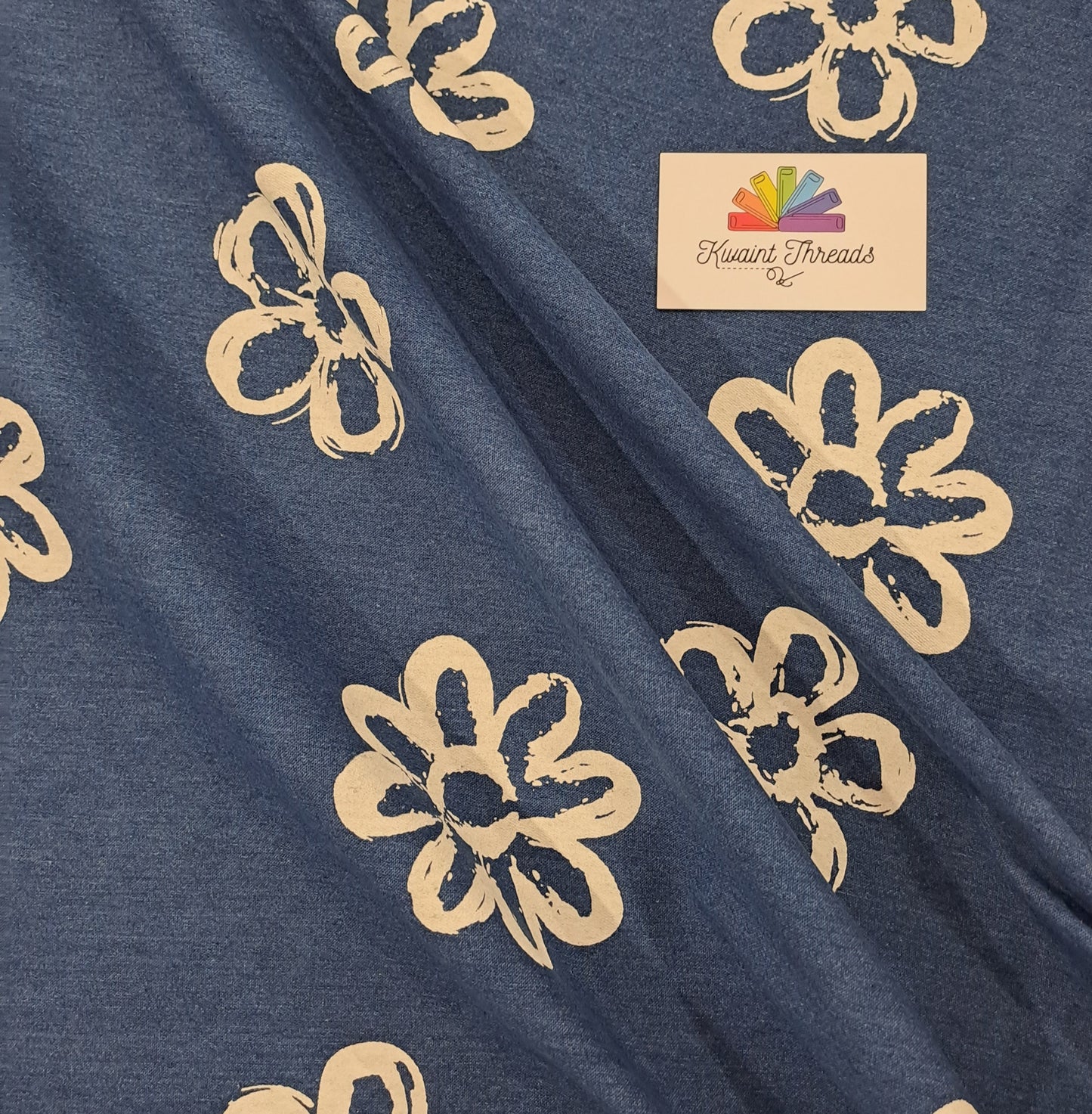 Daisy Printed Blue European Denim