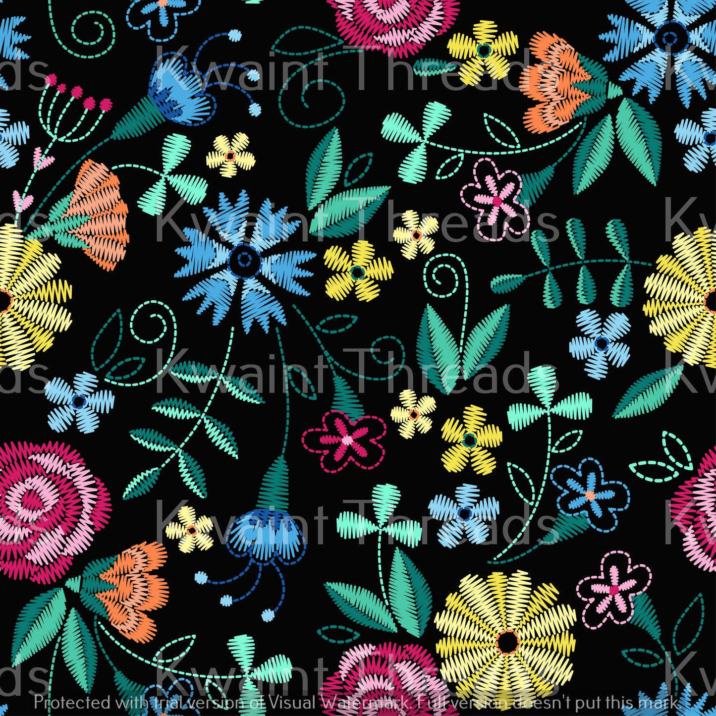 Kwaint Embroidery Flowers Pre order Fabric
