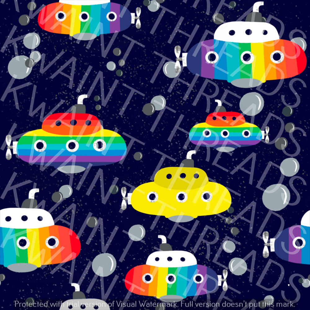 Fabric Mama Subsahoy Rainbow Submarine Fabric On Demand Pre Order