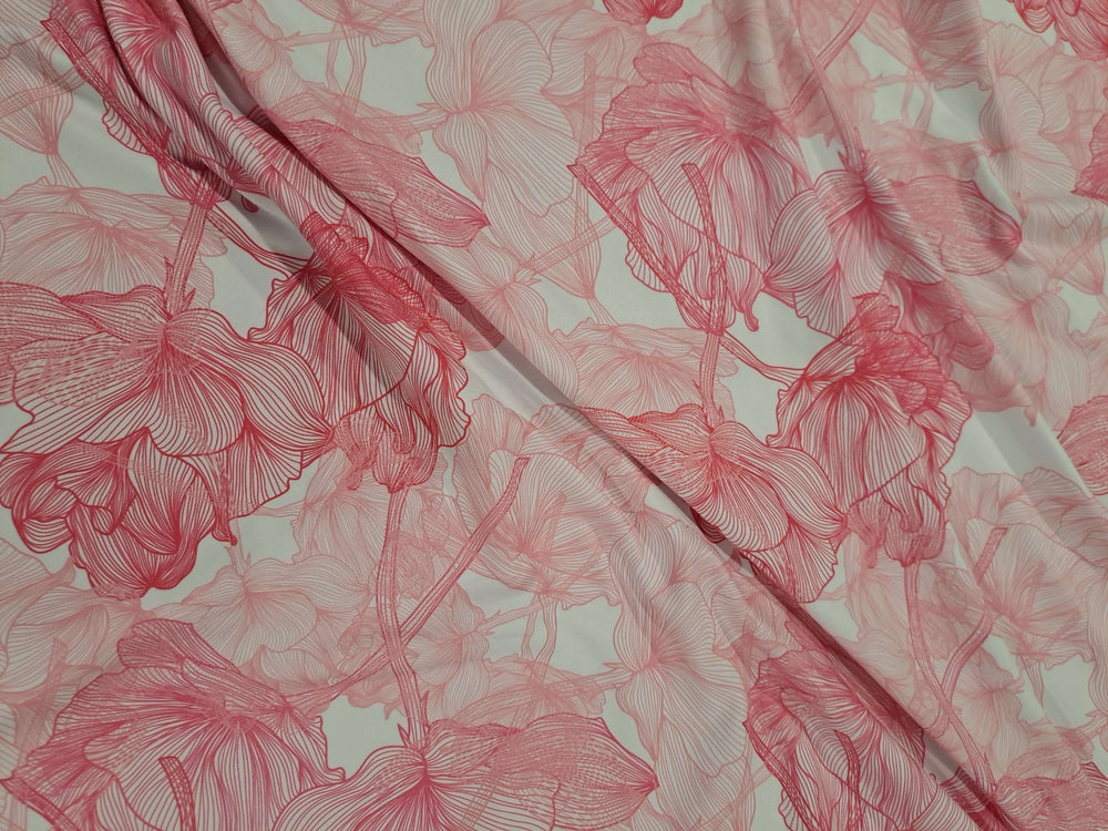 Kwaint Pink Ink Flowers Double Brushed Poly