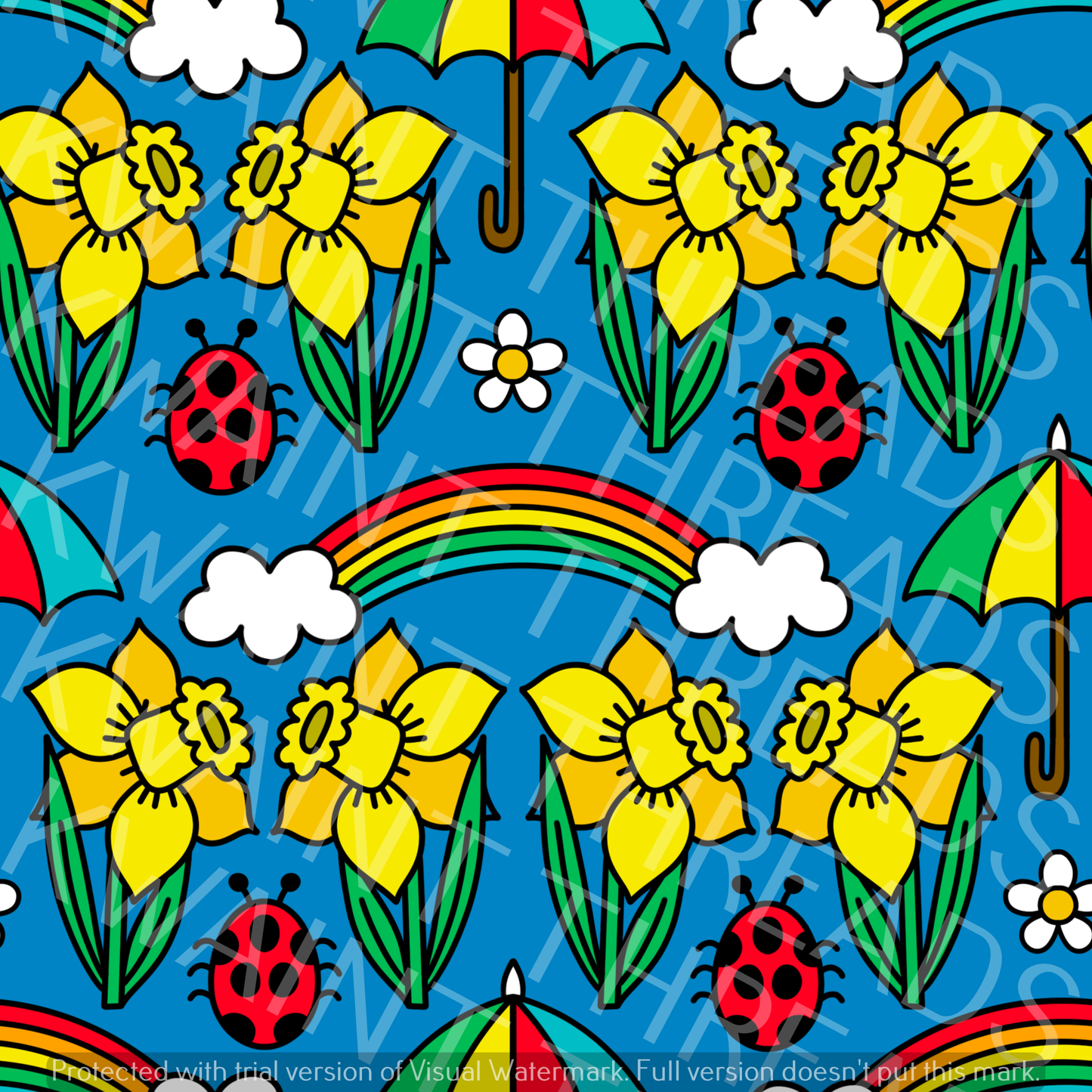 Fabric Mama April Showers Daffodils Fabric On Demand Pre Order