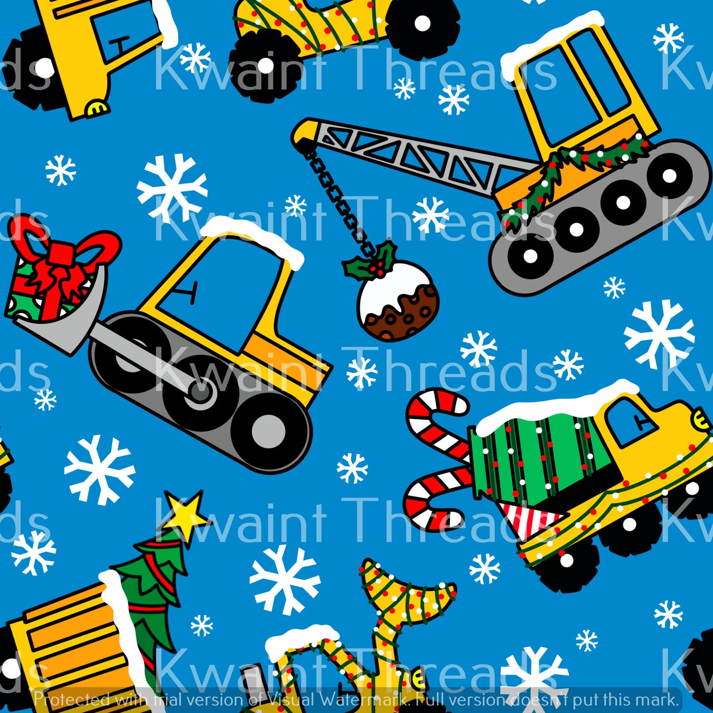 Fabric Mama Christmas Diggers On Demand Pre Order