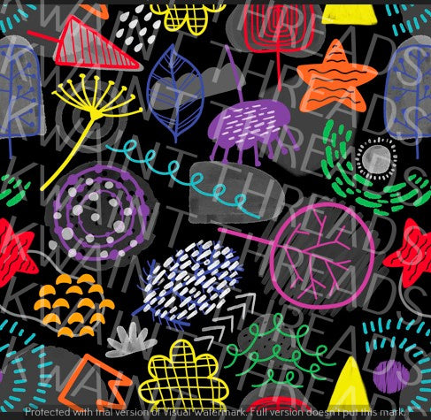 Fabric Mama Neon Outlines Black Fabric On Demand Pre Order