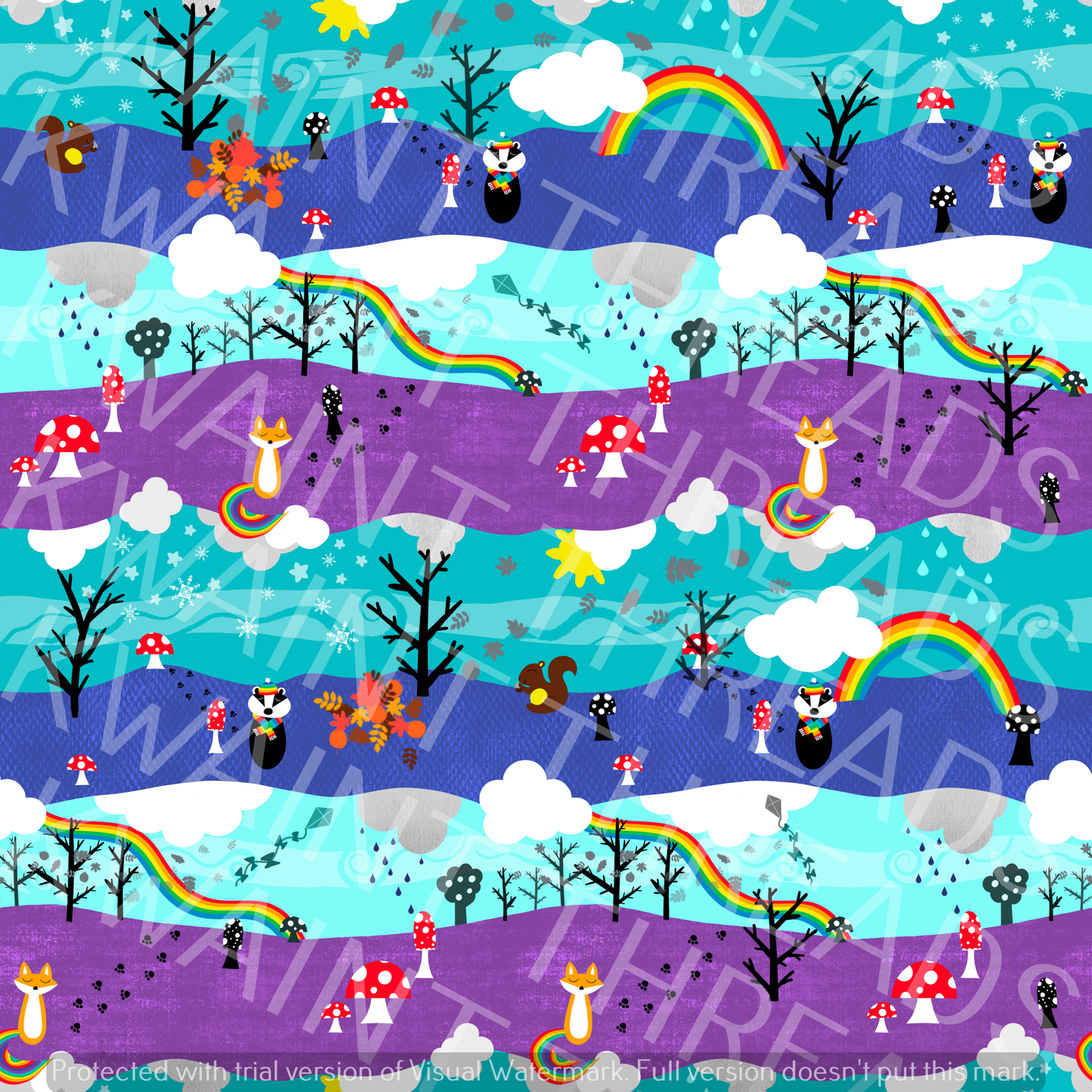 Fabric Mama Autumn Adventures Rainbow Fabric On Demand Pre Or