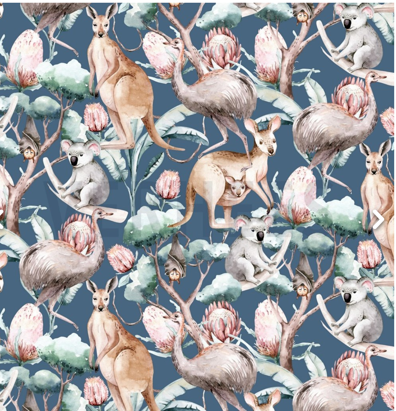 Euro Knit Kangaroo, Emu, Koala Cotton Lycra 220gsm GOTS Organic