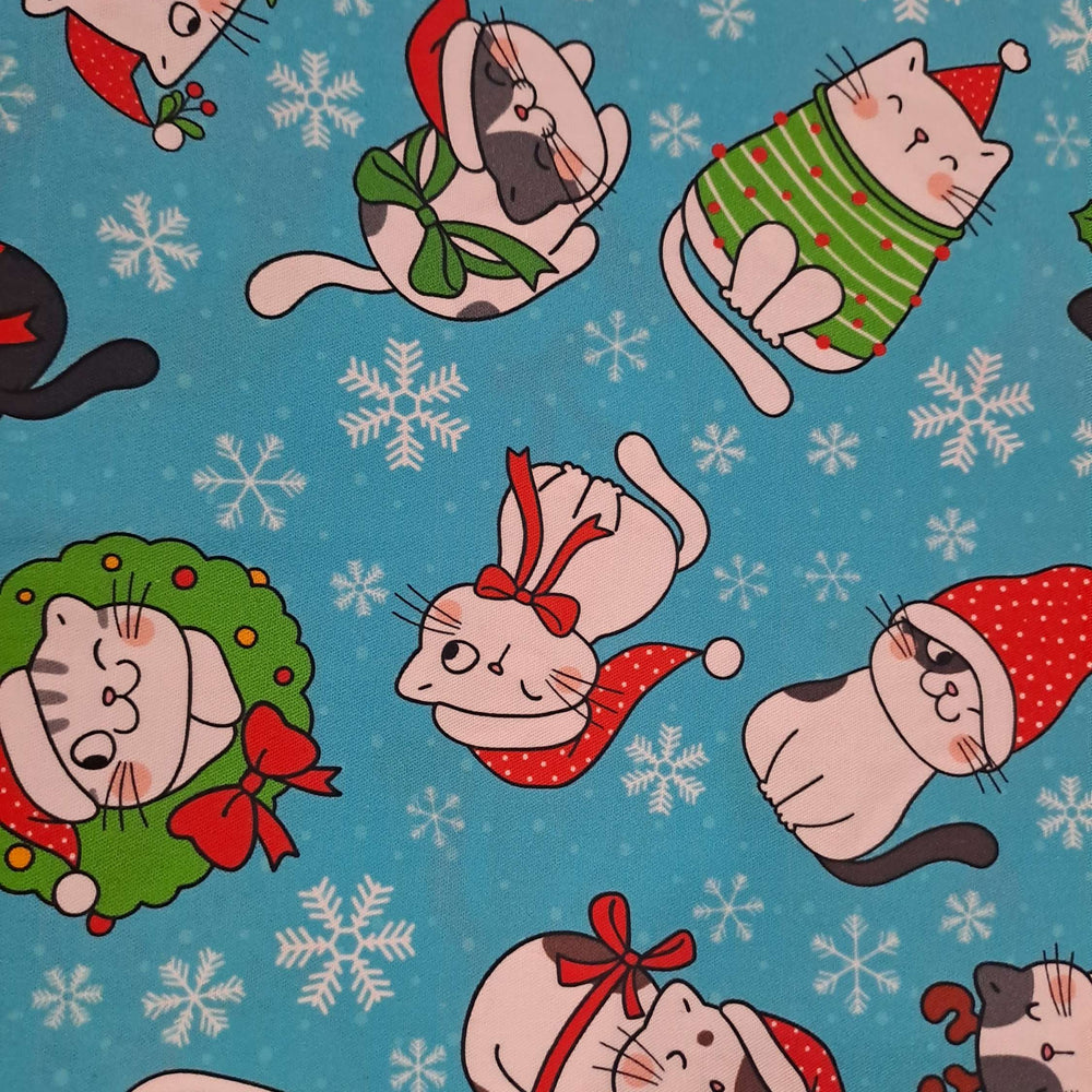 Fabric Mama Meowy Christmas Twill