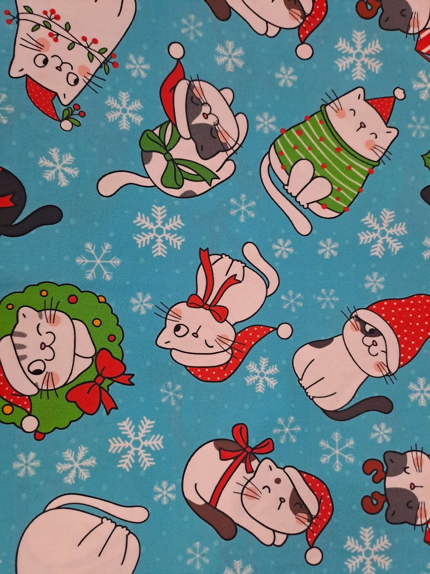 Fabric Mama Meowy Christmas Twill