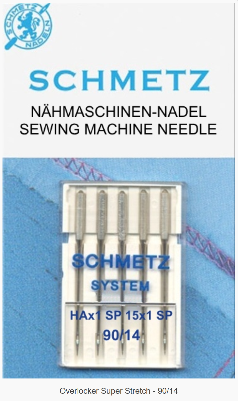 Schmetz Overlocker Serger HAx1 SP 15x1 SP 90/14 Super Stretch Machine Needles