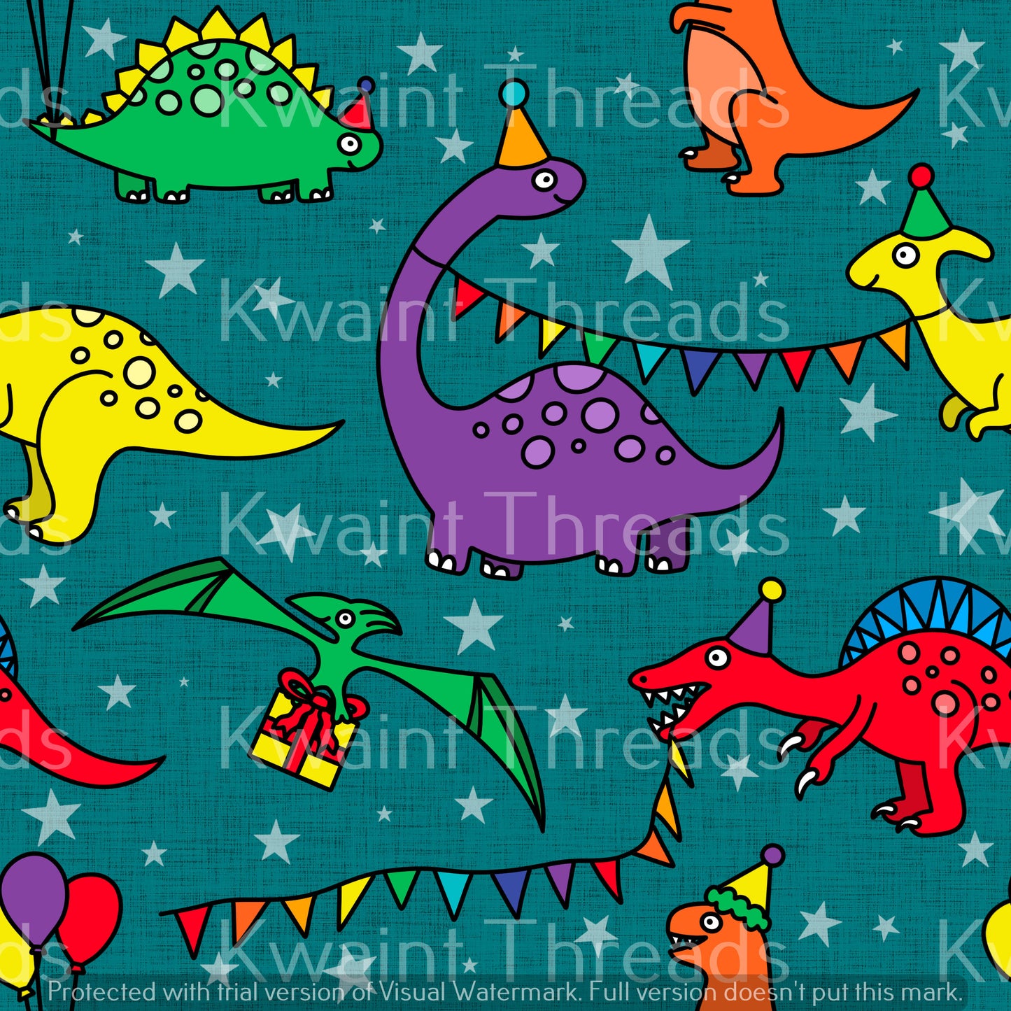 Fabric Mama Prehistoric Party dinosaurs On Demand Pre Order