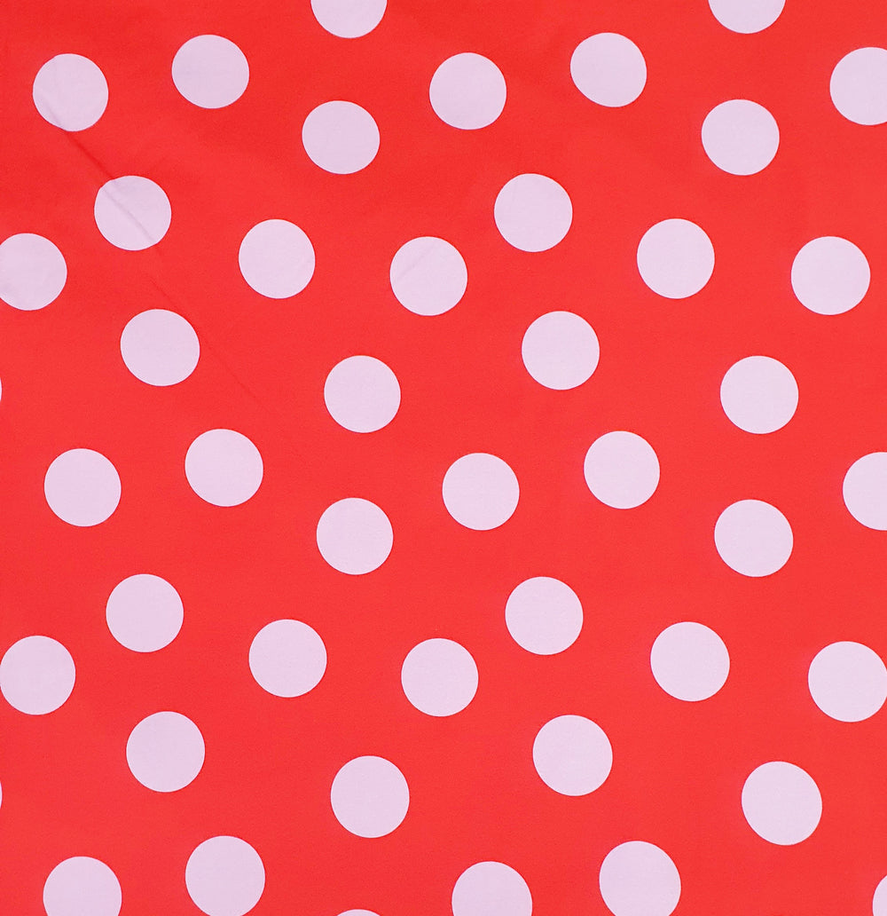 Colours in My Soul Red Pink Dots Go Colorful Organic Cotton Lycra Knit Fabric