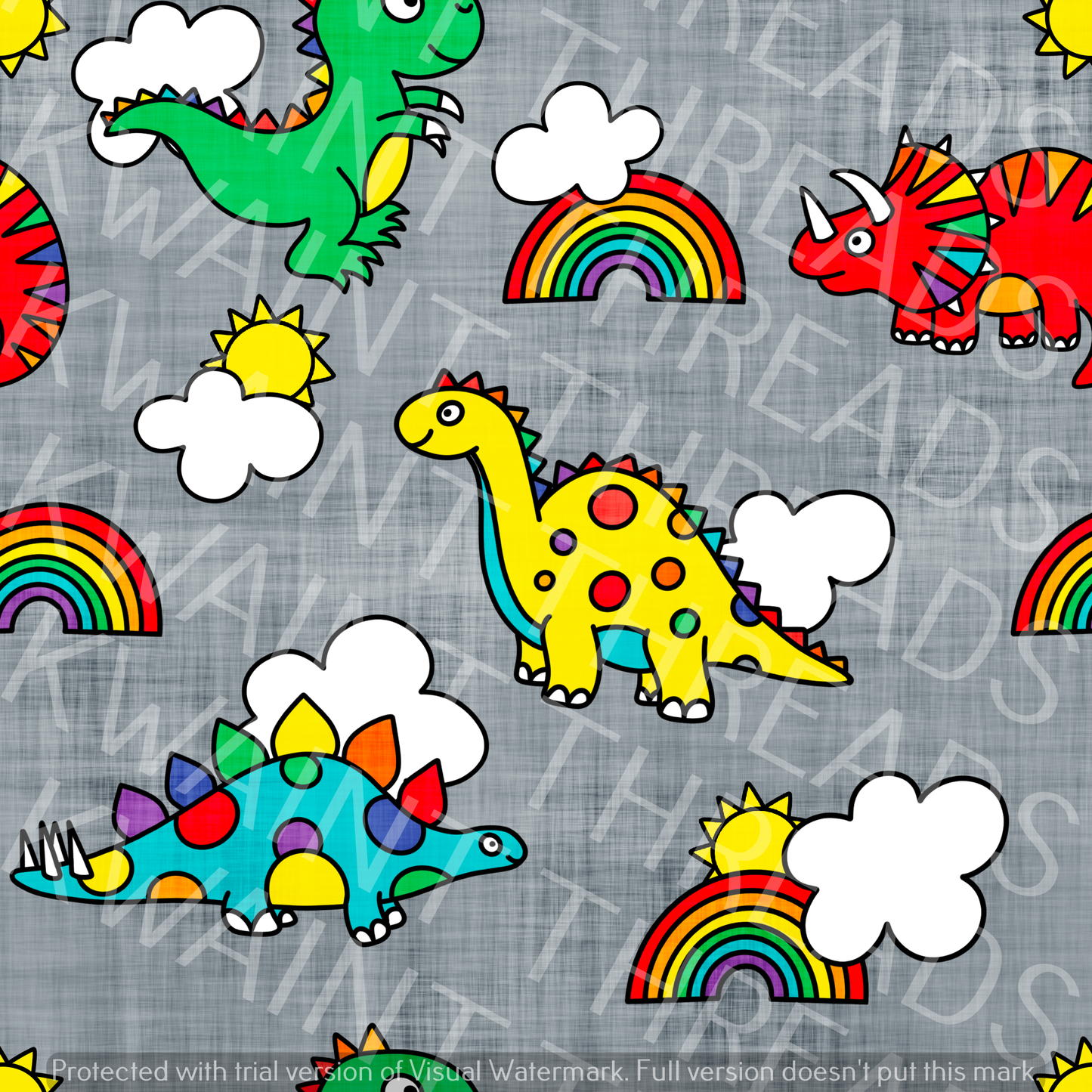 Fabric Mama Dino Days Rainbow Dinosaur Fabric On Demand Pre Order