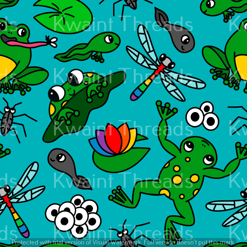 Fabric Mama Pond Life frogs On Demand Pre Order