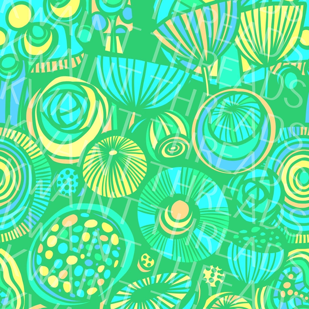 Karly Art Green Flowers Fabric On Demand Pre Order