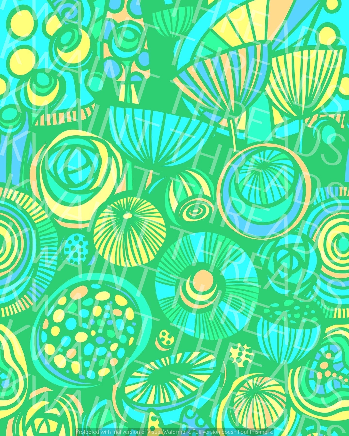 Karly Art Green Flowers Fabric On Demand Pre Order