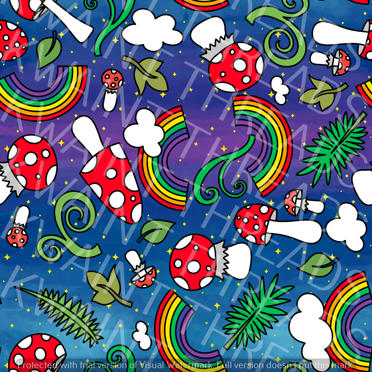 Fabric Mama Mushroom and Rainbows Mushroom Fabric On Demand Pre Order