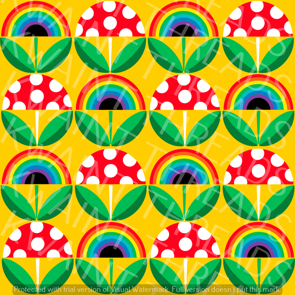 Fabric Mama Old School Toadstool Fabric On Demand Pre Order