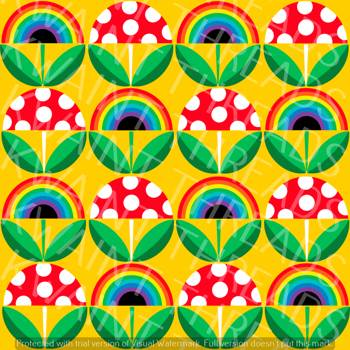Fabric Mama Old School Toadstool Fabric On Demand Pre Order