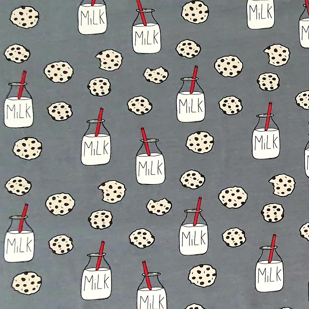 Tygdrommar Milk and Cookies Grey Organic Cotton Knit Fabric Austral