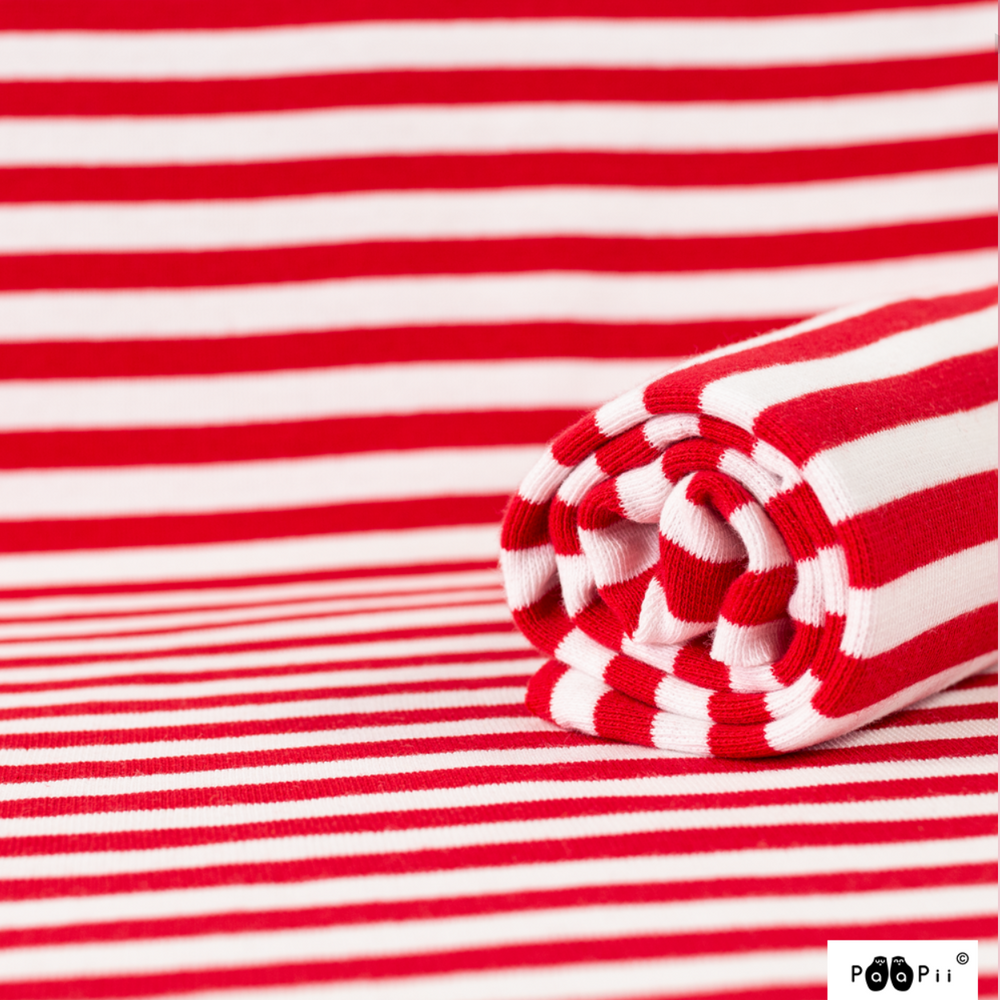 PaaPii Red and White Striped Organic Ribbing
