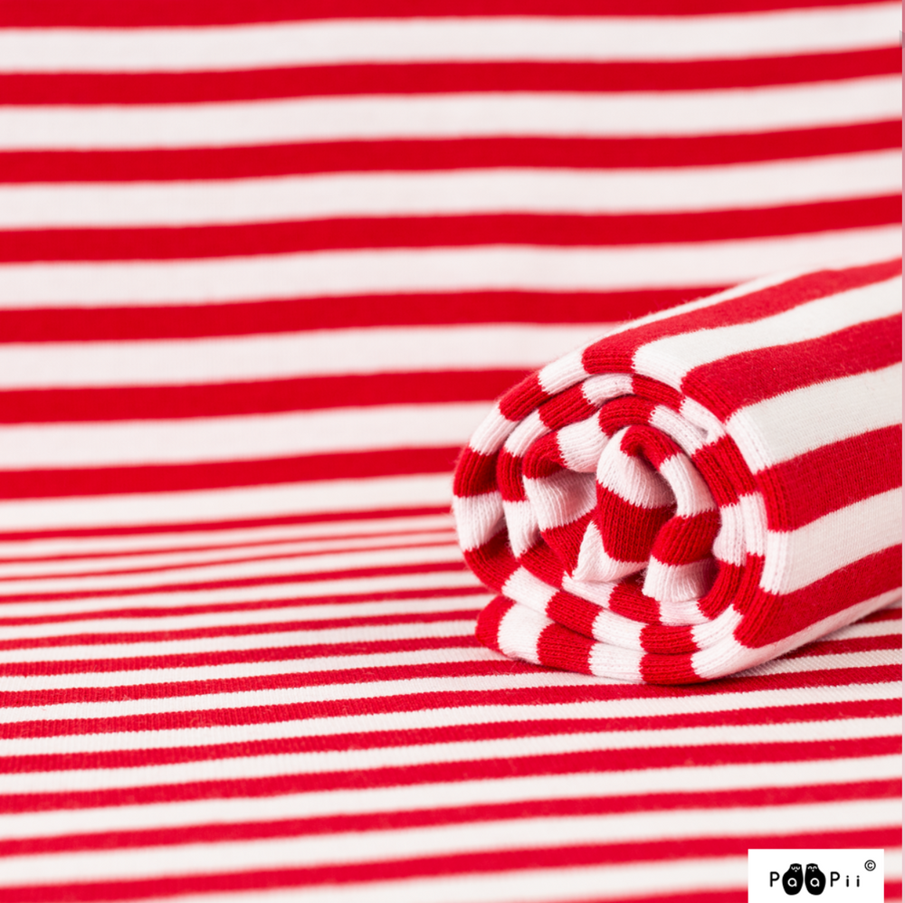 PaaPii Red and White Striped Organic Ribbing