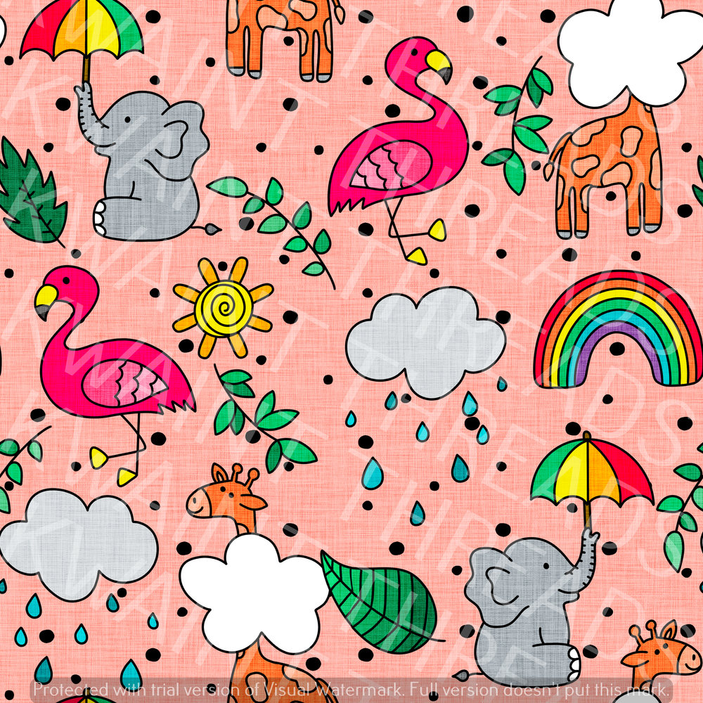 Fabric Mama Fair Weather Friends Pink Flamingo Fabric On Demand Pre Order