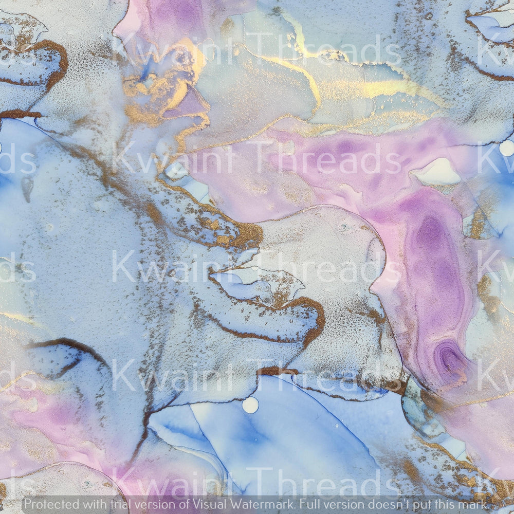 Kwaint Ink  Watercolour Marble Pastels Pink and Blue Pre order Fabric
