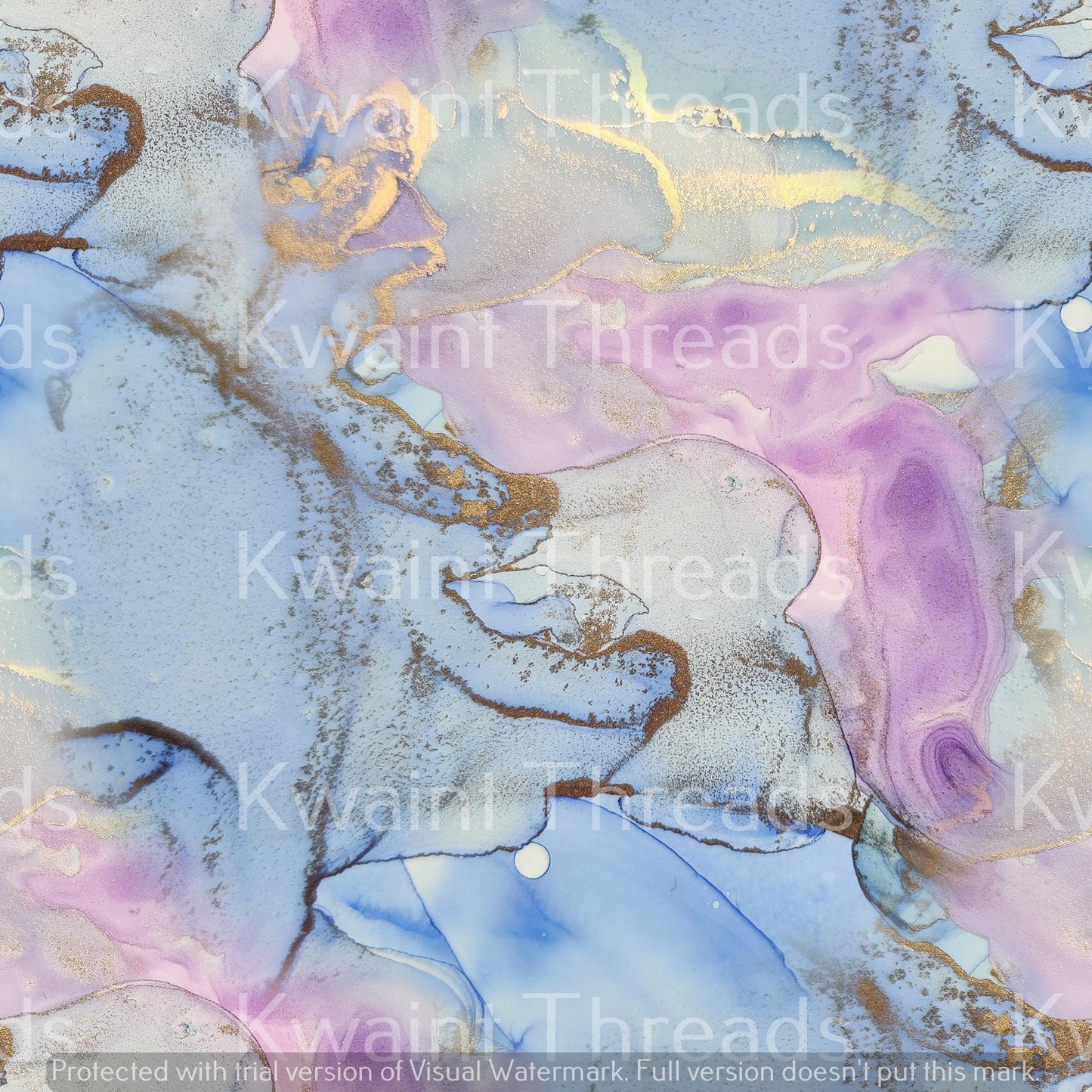 Kwaint Ink  Watercolour Marble Pastels Pink and Blue Pre order Fabric