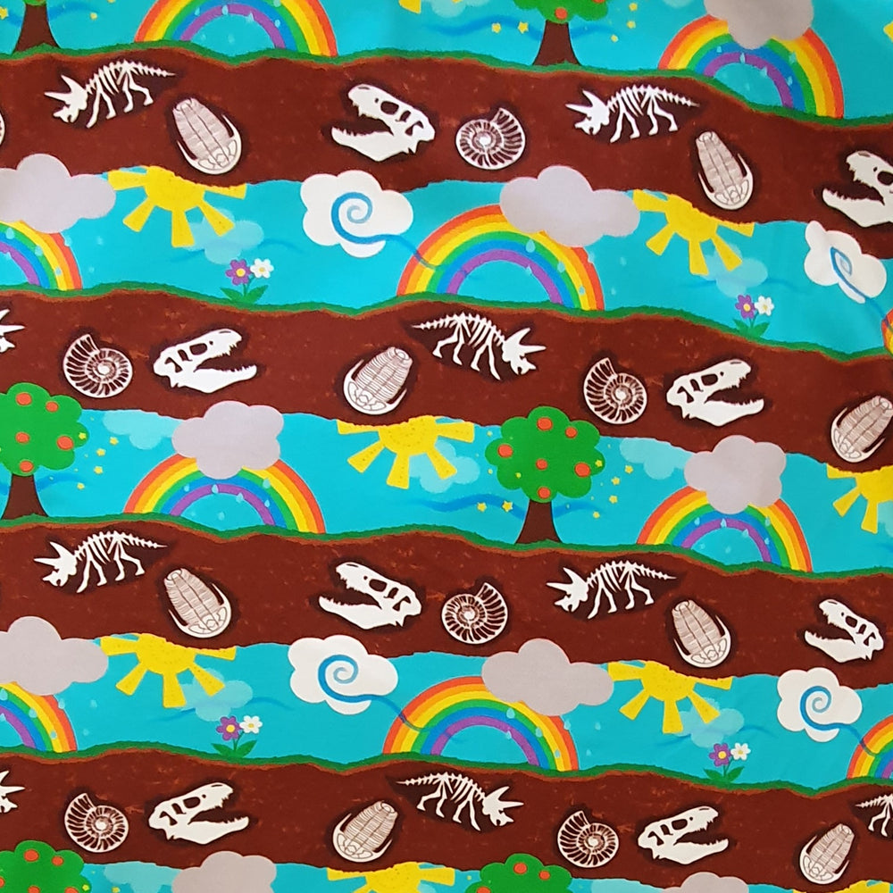 Fabric Mama Beneath our feet Dino Bones Organic Cotton Lycra Jersey Knit Fabric