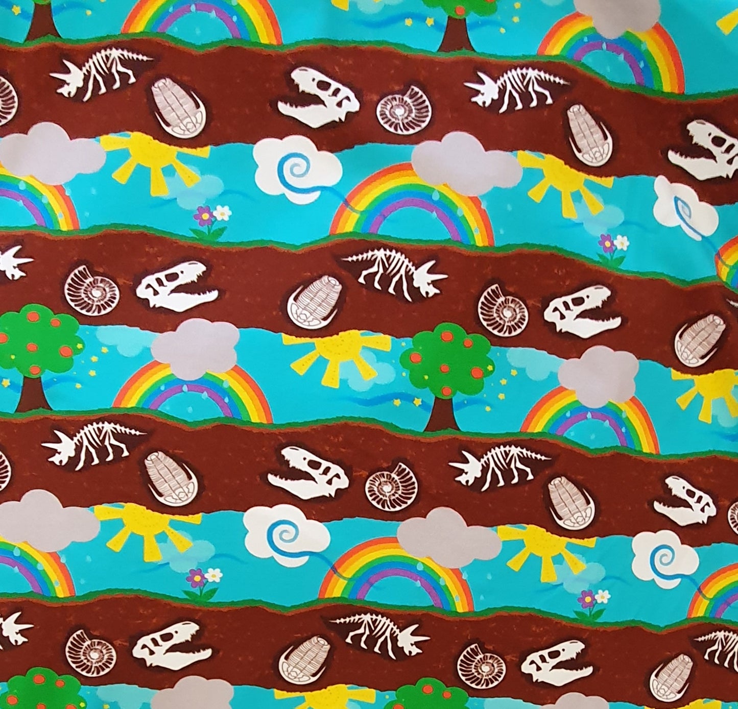 Fabric Mama Beneath our feet Dino Bones Organic Cotton Lycra Jersey Knit Fabric