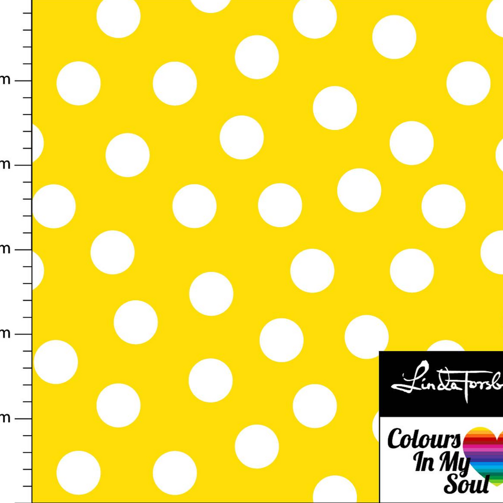
                      
                        Colours in My Soul Yellow Dots Go Colorful Organic Cotton Lycra Knit Fabric
                      
                    
