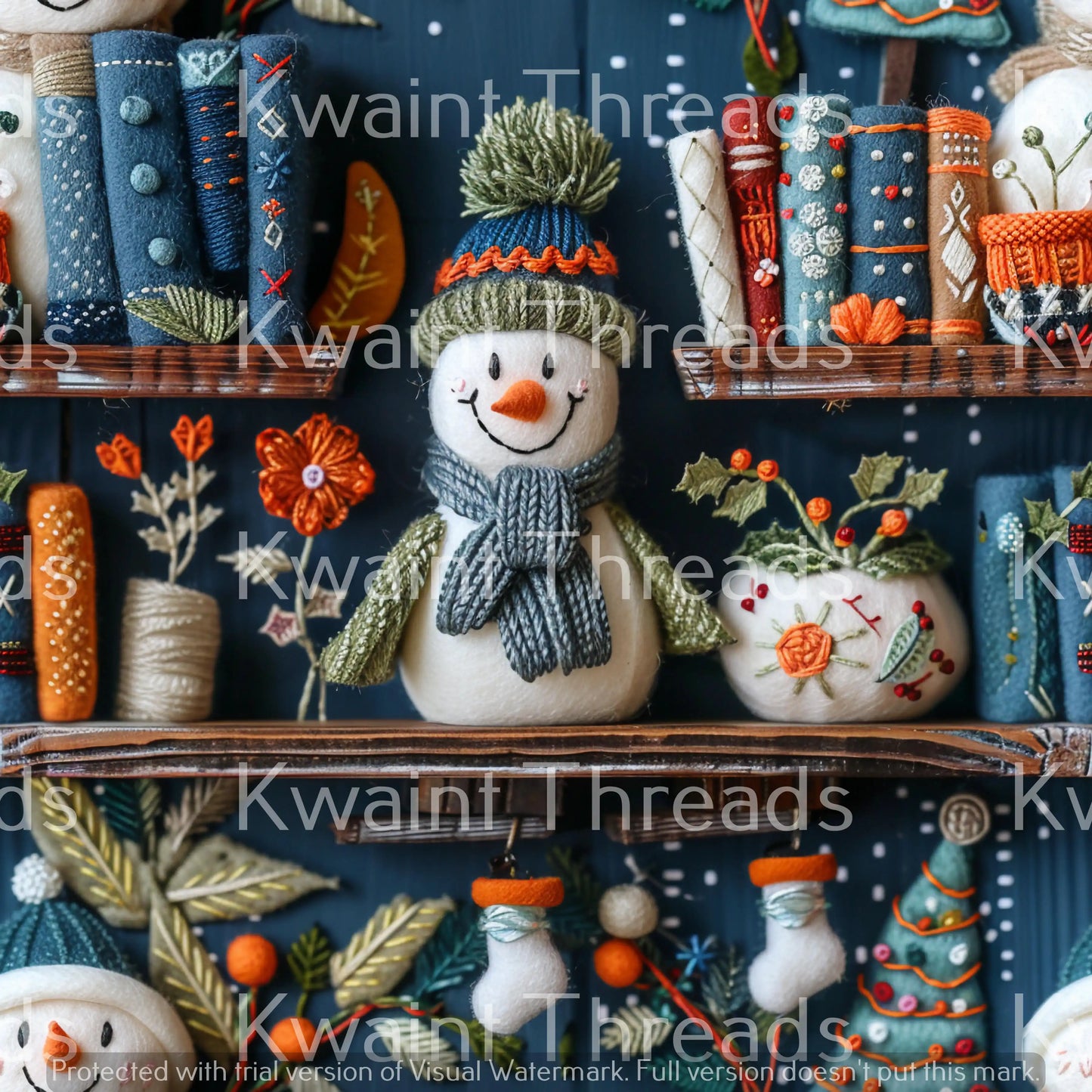 Kwaint Christmas Bookshelf Snowman