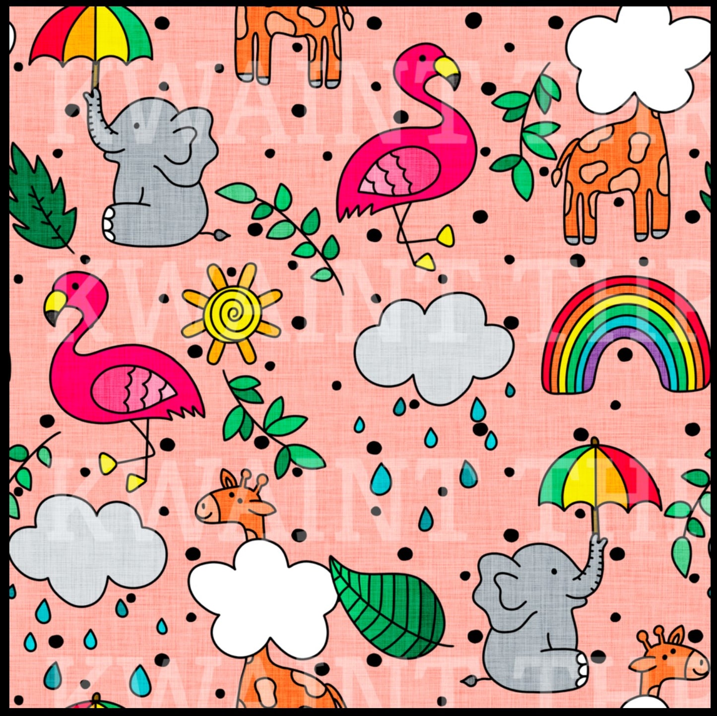 Fabric Mama Fairweather Friends Pink Organic Cotton Lycra Jersey Knit Fabrics
