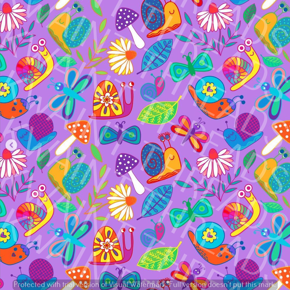 Karly Art Snails Purple Jumble Fabric On Demand Pre Order